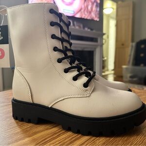 Art Class Cream and Black Combat Boots
